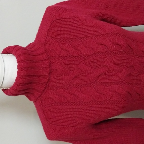 Express red wool cashmere cable turtleneck chunky sweater EUC! - Picture 2 of 5